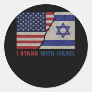 Ik sta achter de Israëlische patriottische vlag VS Ronde Sticker