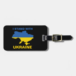 Ik sta achter de Oekraïense vlag en kaart Bagagelabel