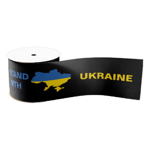 Ik sta achter de Oekraïense vlag en kaart Grosgrain Lint