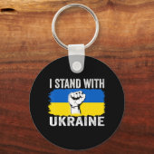 Ik sta achter de Oekraïense vlag om Oekraïne te st Sleutelhanger (Voorkant)