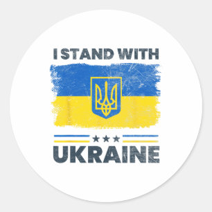 Ik sta achter de vlag van Oekraïne - Oekraïense vl Ronde Sticker