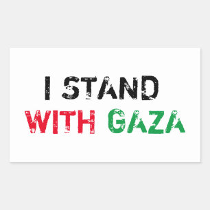 Ik sta achter Gaza grunge verontruste typografie Rechthoekige Sticker