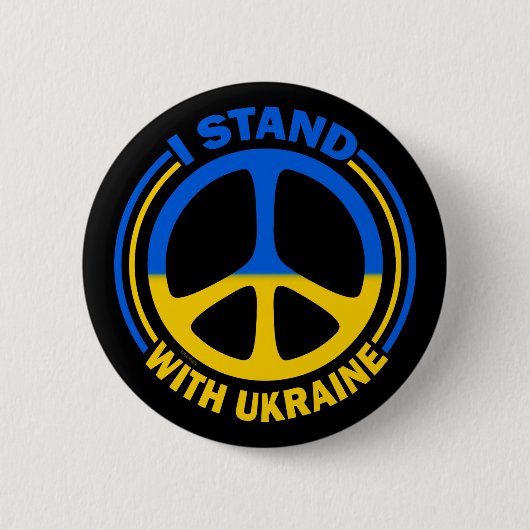 Ik sta achter het Oekraïense vredessymbool Ronde Button 5,7 Cm (Voorkant)