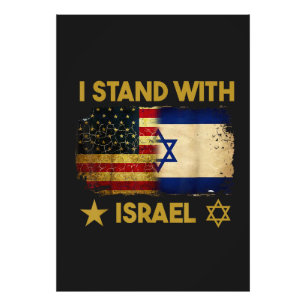 Ik sta achter Israël Amerikaanse vlag Foto Afdruk