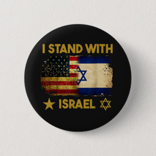 Ik sta achter Israël Amerikaanse vlag Ronde Button 5,7 Cm