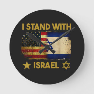Ik sta achter Israël Amerikaanse vlag Ronde Klok