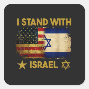 Ik sta achter Israël Amerikaanse vlag Vierkante Sticker