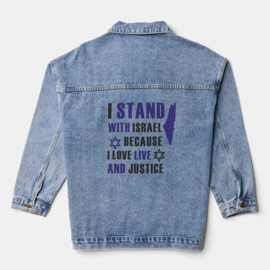 Ik sta achter Israël, vrede in de wereld Denim Jacket (Achterkant)