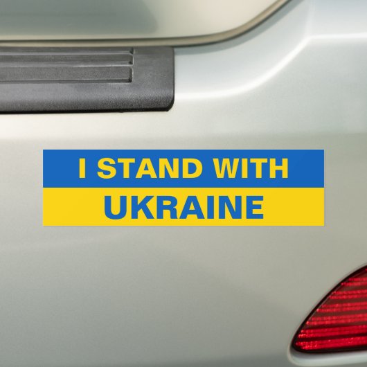 Ik sta achter Oekraïne en steun de Oekraïense vlag Bumpersticker (Op auto)