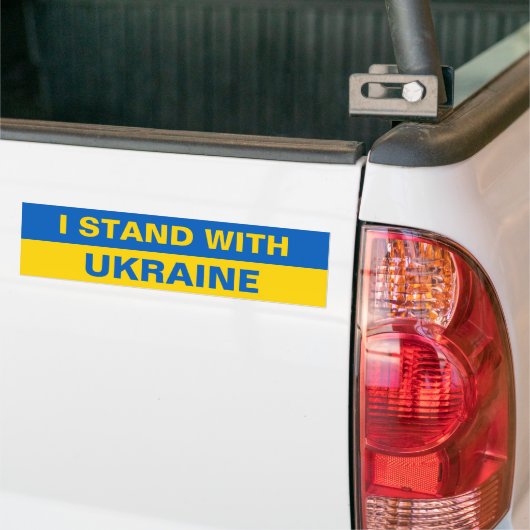 Ik sta achter Oekraïne en steun de Oekraïense vlag Bumpersticker (Op Truck)