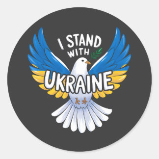 Ik sta achter Oekraïne en steun de Oekraïense vlag Ronde Sticker