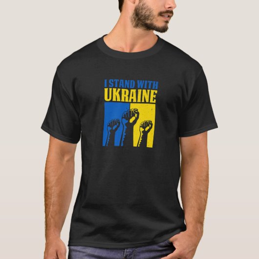 Ik sta achter Oekraïne en steun de Oekraïense vlag T-shirt (Voorkant)