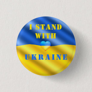 Ik sta achter Oekraïne en steun de vredesvlag Ronde Button 3,2 Cm