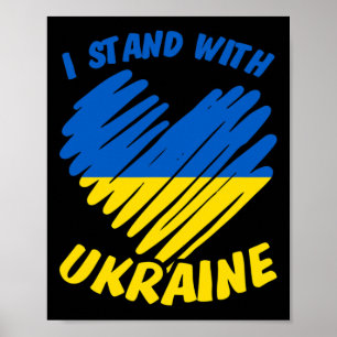 Ik Sta Achter Oekraïne I Oekraïense Vlag Blauw Gee Poster