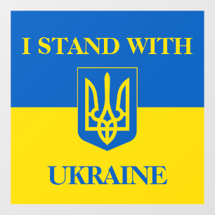 Ik sta achter Oekraïne. Oekraïense vlag & drietand Raamsticker