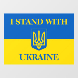 Ik sta achter Oekraïne. Oekraïense vlag en drietan Raamsticker