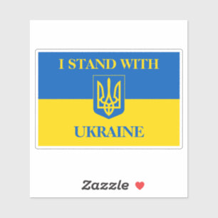 Ik sta achter Oekraïne. Oekraïense vlag en drietan Sticker