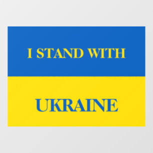 Ik sta achter Oekraïne. Oekraïense vlag. Raamsticker