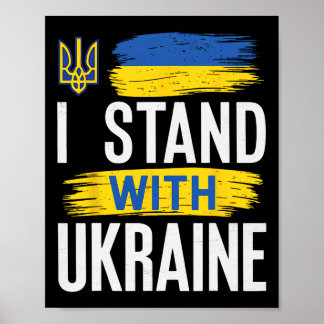 Ik sta achter Oekraïne Patriotische Oekraïense vla Poster