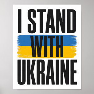 Ik sta achter Oekraïne Vette Oekraïense vlag Steun Poster
