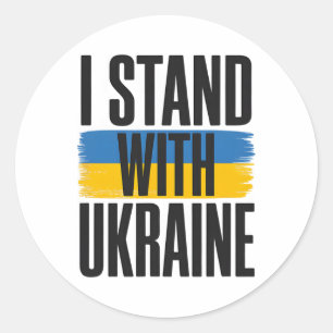 Ik sta achter Oekraïne Vette Oekraïense vlag Steun Ronde Sticker