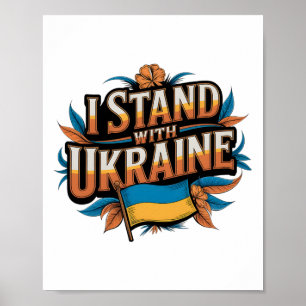 'Ik sta achter Oekraïne' Vintage patriottische ste Poster