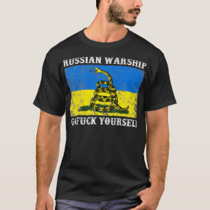 Ik sta bij de Oekraïense vlag die Russisch voor uz T-shirt