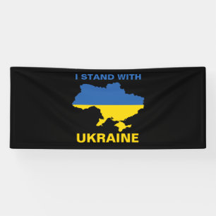 Ik sta bij de Oekraïense vlag en kaartbanner Spandoek