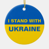 Ik sta bij de Oekraïense vlag Keramisch Ornament (Voorkant)