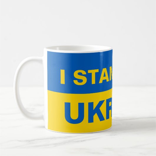 Ik sta bij de Oekraïense vlag Koffiemok (Links)