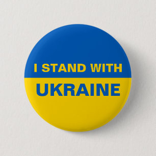 Ik sta bij de Oekraïense vlag Ronde Button 5,7 Cm