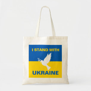 Ik sta bij de Oekraïense vlaggendove voor vrede in Tote Bag