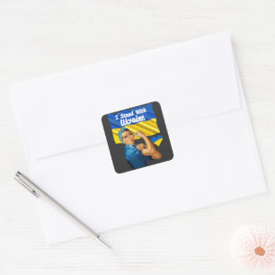 Ik sta bij de  Rosie en Vlag in Oekraïne Vierkante Sticker