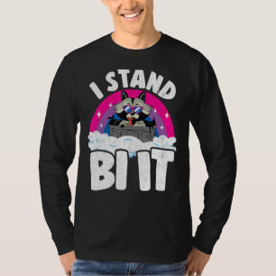 Ik sta er niet in dat het Raccoon Bisexual Pride F T-shirt