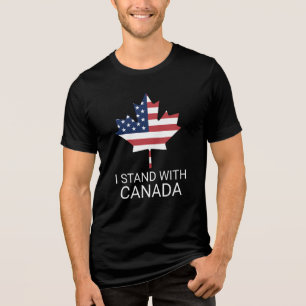 Ik sta met Canada Amerika Canadese USA Vlag, kan Tri-Blend Shirt