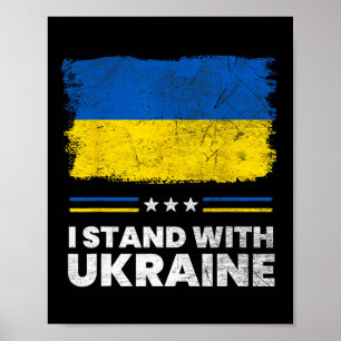 Ik sta met de vlag van Oekraïne - Oekraïense vlag Poster