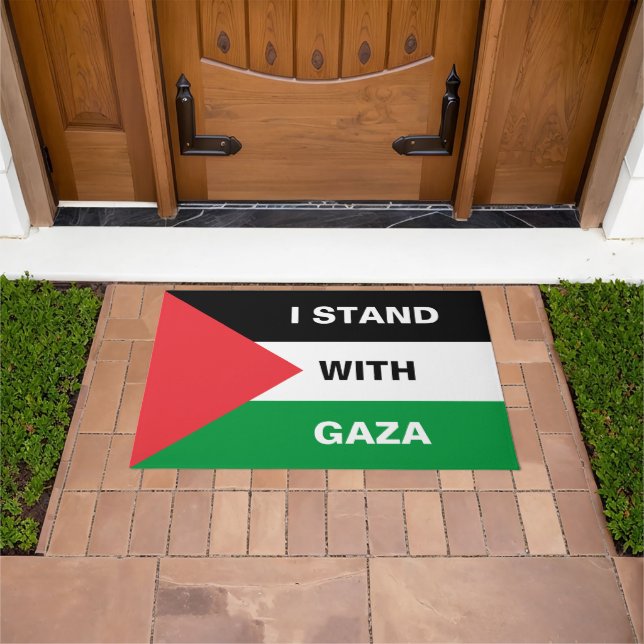 Ik sta met Gaza aangepaste tekst Palestijnse vlag Deurmat (Buiten)