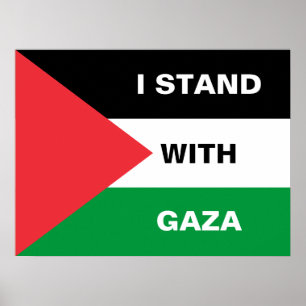 Ik sta met Gaza aangepaste tekst Palestijnse vlag Poster