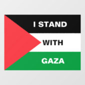 Ik sta met Gaza aangepaste tekst Palestijnse vlag Raamsticker (Vel)