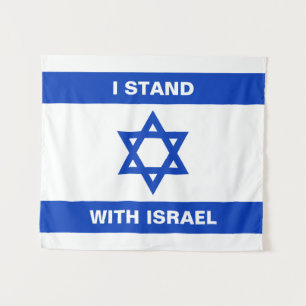 Ik sta met Israël aangepaste tekst Israël vlag Wandkleed