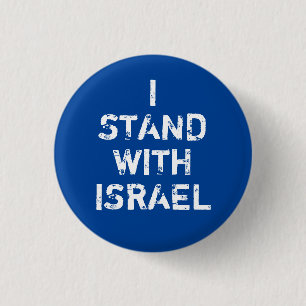 Ik sta met Israel blauw wit verdrietige tekst Ronde Button 3,2 Cm