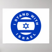 Ik sta met Israël blauwe witte vlag op maat Poster (Voorkant)