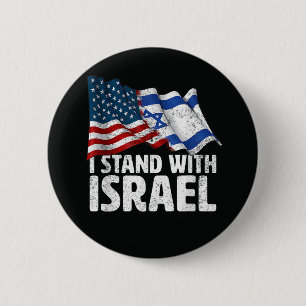 Ik sta met Israël USA Amerikaanse vlag Ronde Button 5,7 Cm