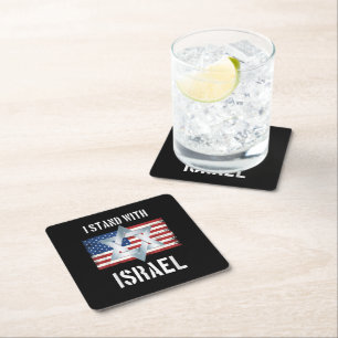ik sta met Israël Vierkante Kartonnen Onderzetter