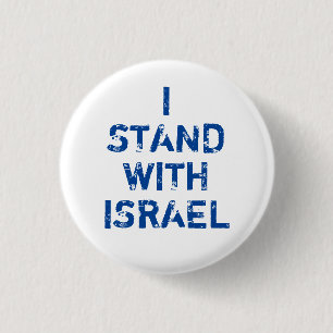 Ik sta met Israel wit blauw verdrietige tekst Ronde Button 3,2 Cm