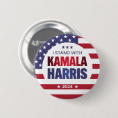 Ik sta met Kamala Harris Blue Red 2024 Button (Voorkant /achterkant)