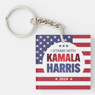 Ik sta met Kamala Harris Blue Red 2024 Sleutelhang Sleutelhanger