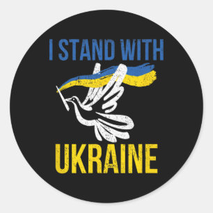 Ik sta met Oekraïne Duif Vrede Pro-Oekraïne Ronde Sticker