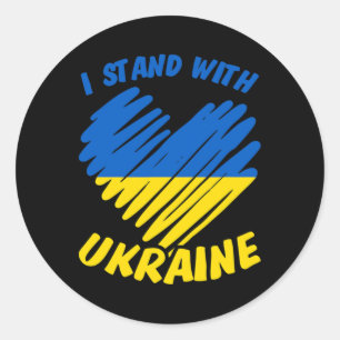 Ik Sta Met Oekraine I Oekraïense Vlag Blauw Geel Ronde Sticker