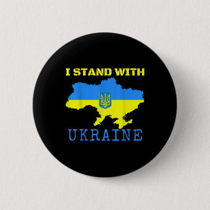 Ik sta met Oekraïne Kaart Einde Oekraïense Vlag St Ronde Button 5,7 Cm